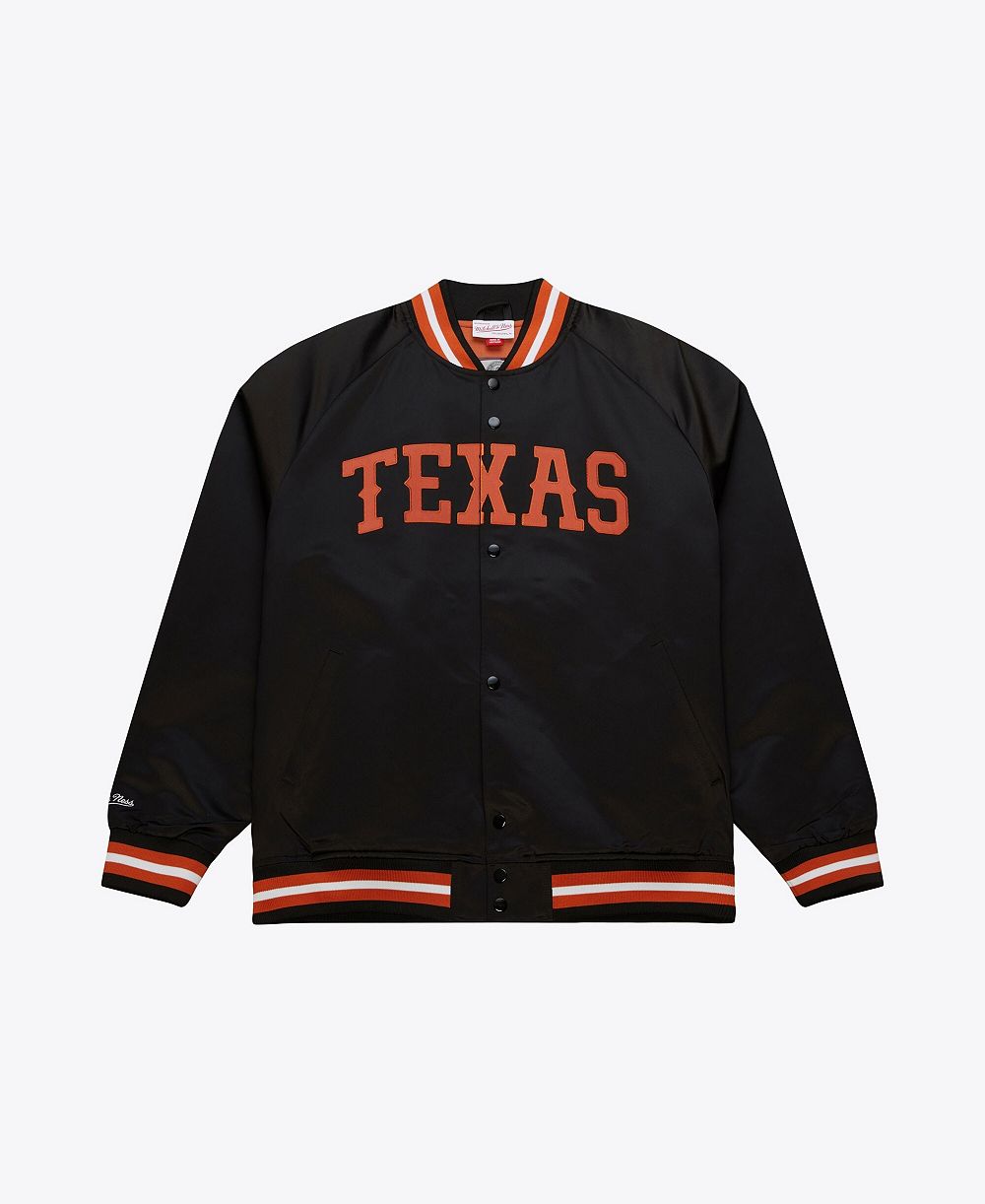 Куртка Mitchell & Ness Texas Longhorns Black Satin Raglan Full-Snap