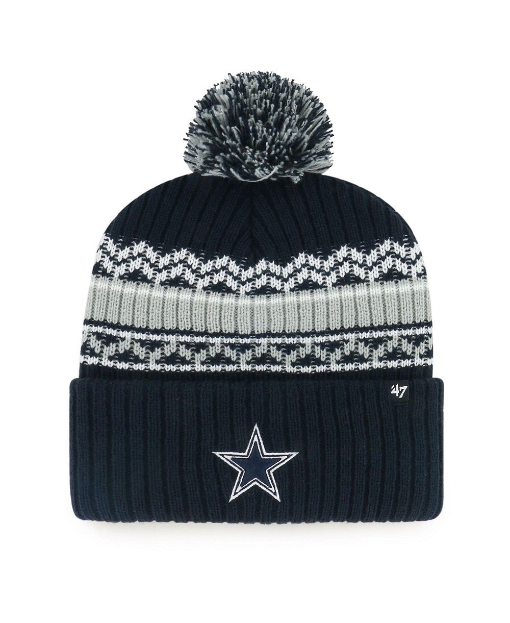 Детская вязаная шапка '47 Brand Navy Dallas Cowboys Polar Vortex Cuffed с помпоном