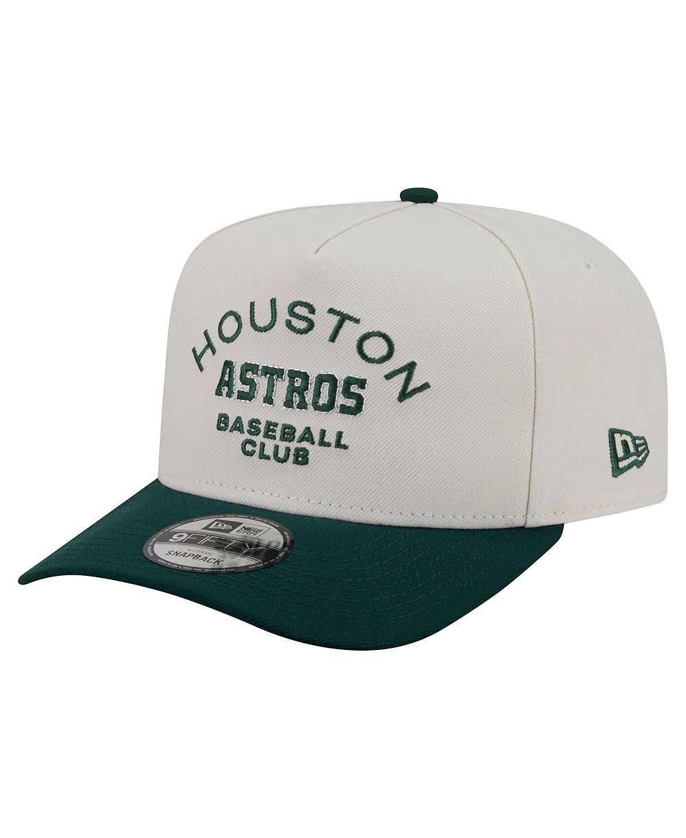 Мужская кепка New Era Cream/Dark Green Houston Astros Chrome A-Frame 9FIFTY Snapback