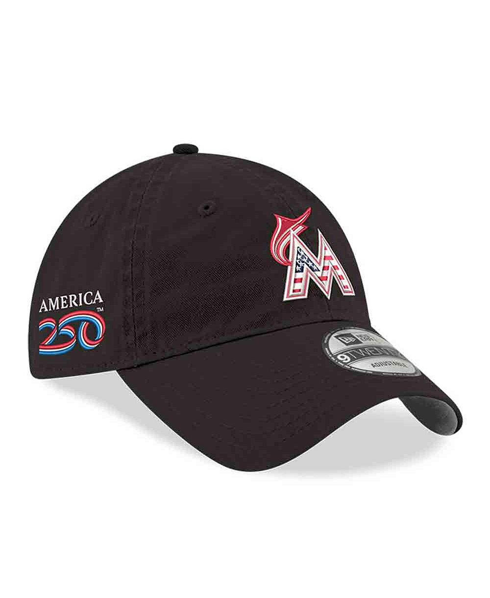 Мужская кепка New Era Black Miami Marlins America 250 9TWENTY Adjustable