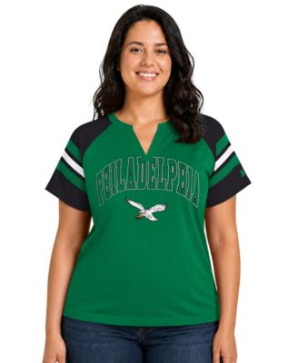 Женская футболка Starter Plus Size Philadelphia Eagles Throwback Game On Notch Neck Raglan
