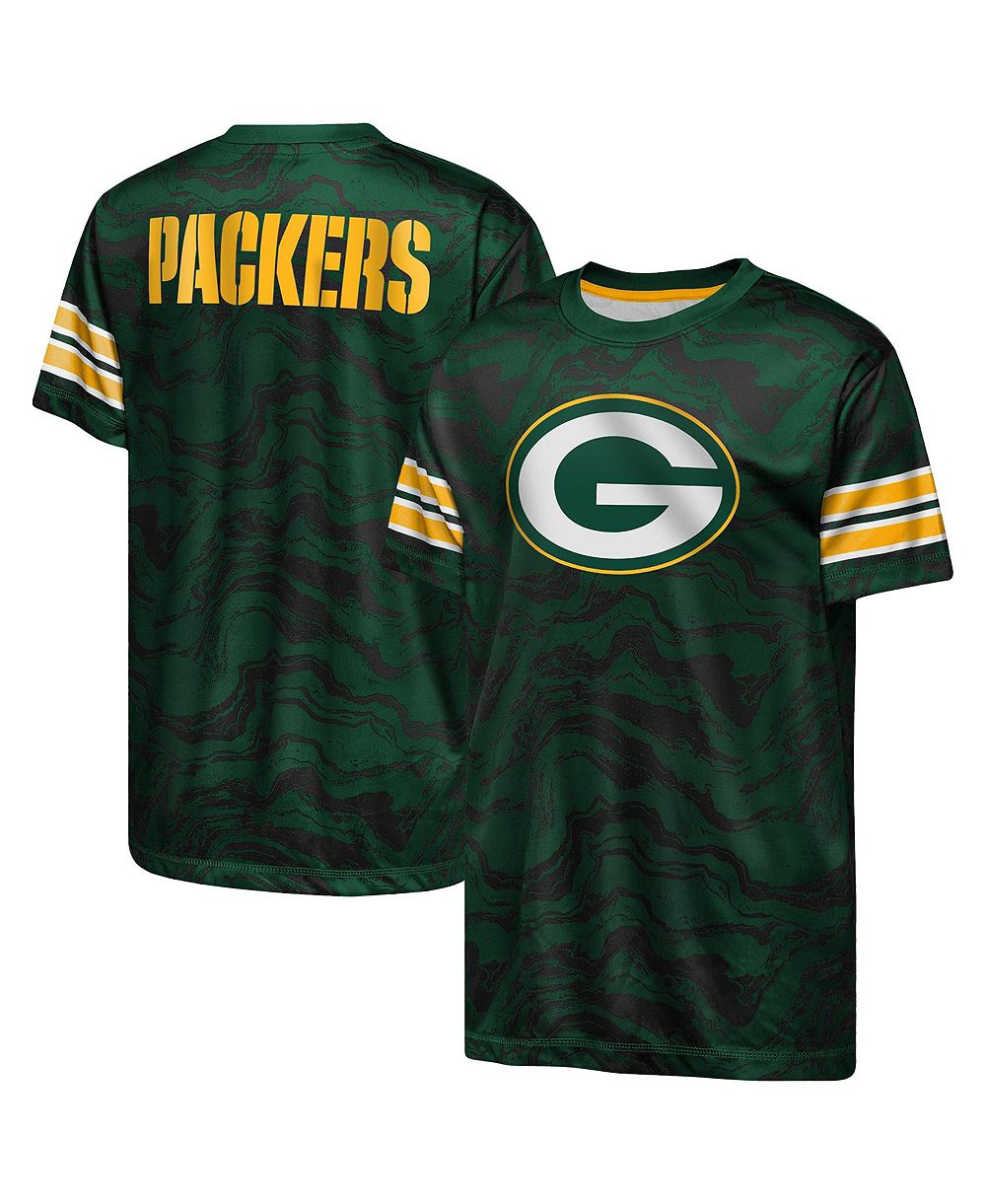 Outerstuff Big Boys and Girls Green Green Bay Packers Slant Route Performance T-Shirt