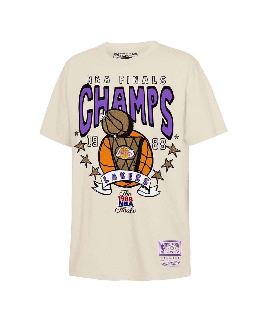 Mitchell & Ness футболка Mitchell Ness Natural Los Angeles Lakers 1988 NBA Finals Champions Hardwood Classics History для мальчиков и девоев