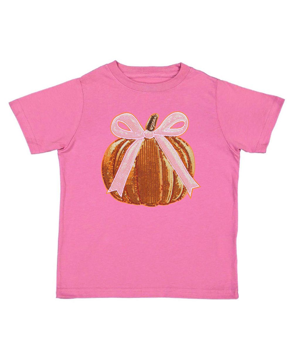 Sweet Wink Детское футболки Coquette Pumpkin Sequin Patch Short Sleeve