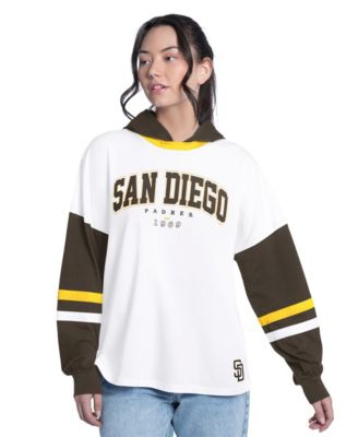 G-III 4Her by Carl Banks Women's San Diego Padres Key Player Oversized Colorblock Long-Sleeve Hooded T-Shirt