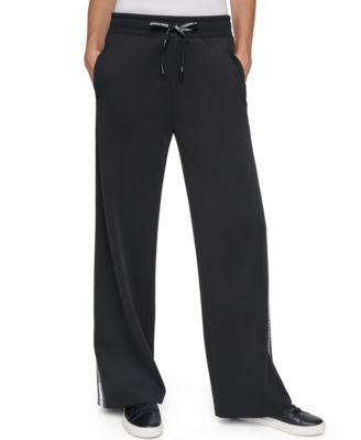 KARL LAGERFELD PARIS Women's Scuba Logo-Tape Wide-Leg Jogger