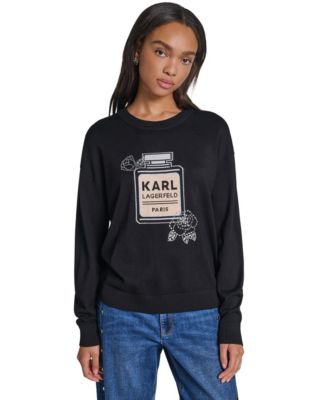 Женский свитер KARL LAGERFELD PARIS свободного кроя с логотипом
