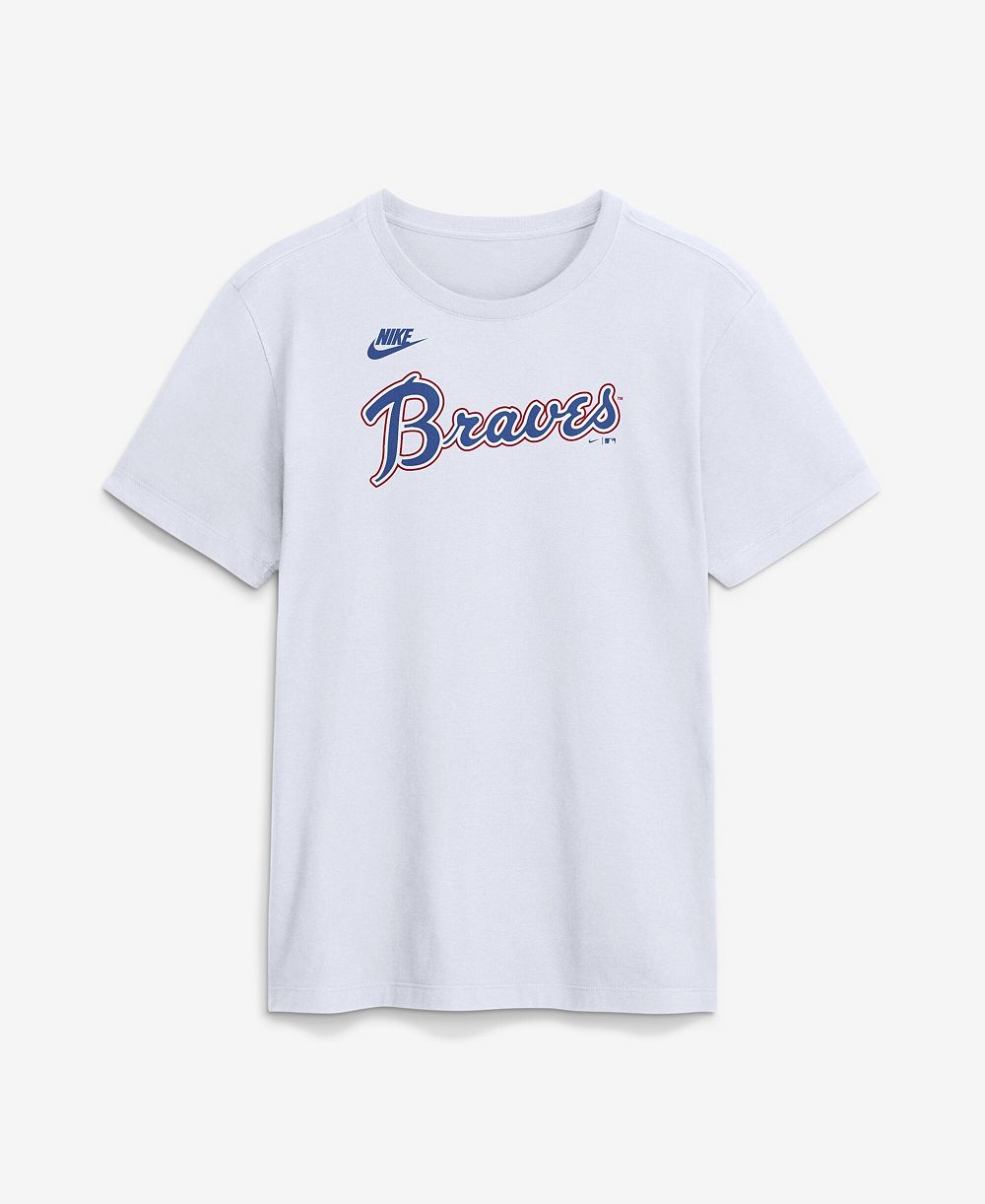 Nike Men's White Atlanta Braves Cooperstown Collection Wordmark T-Shirt