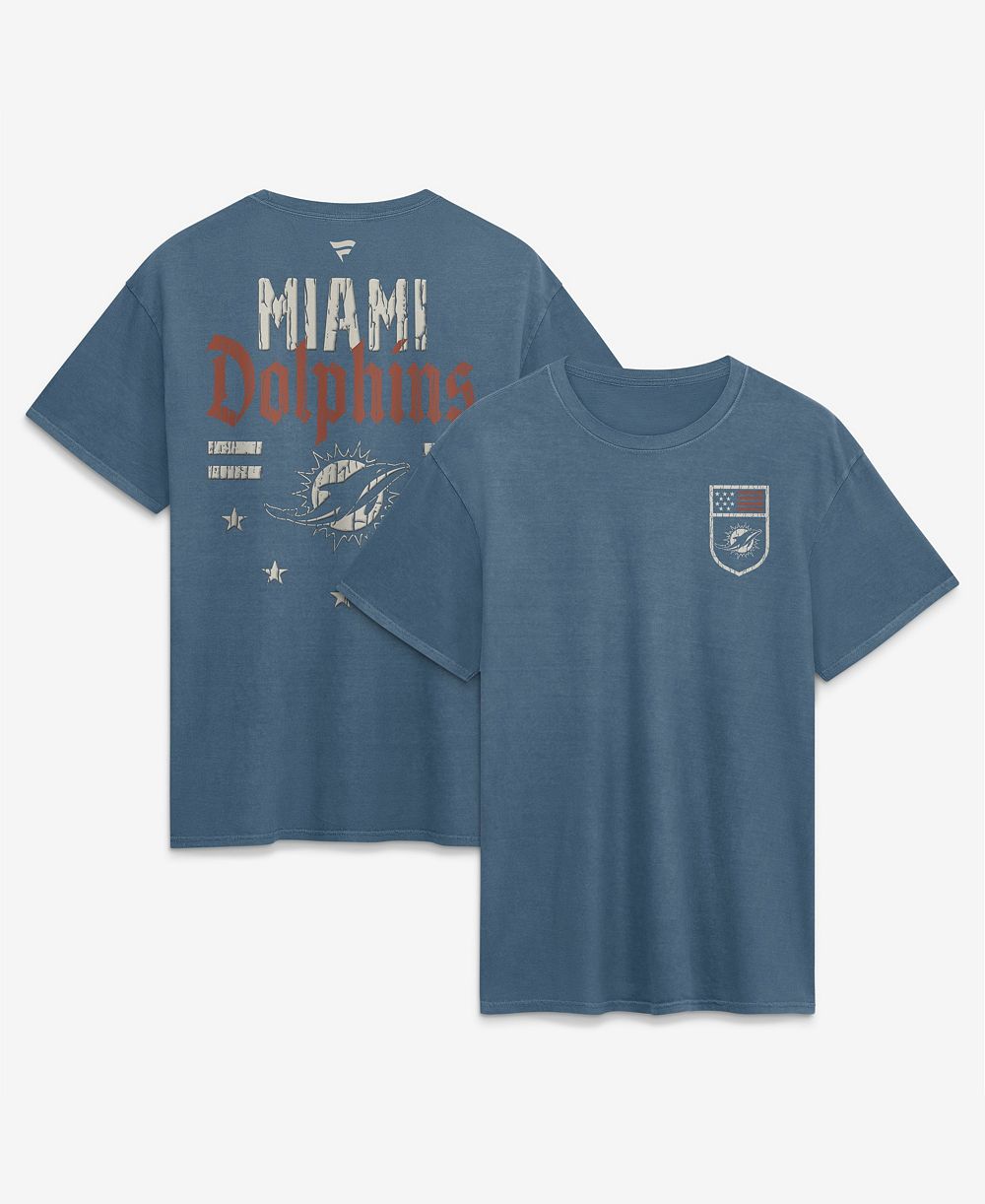 Мужская футболка Fanatics Blue Miami Dolphins Washed Americana