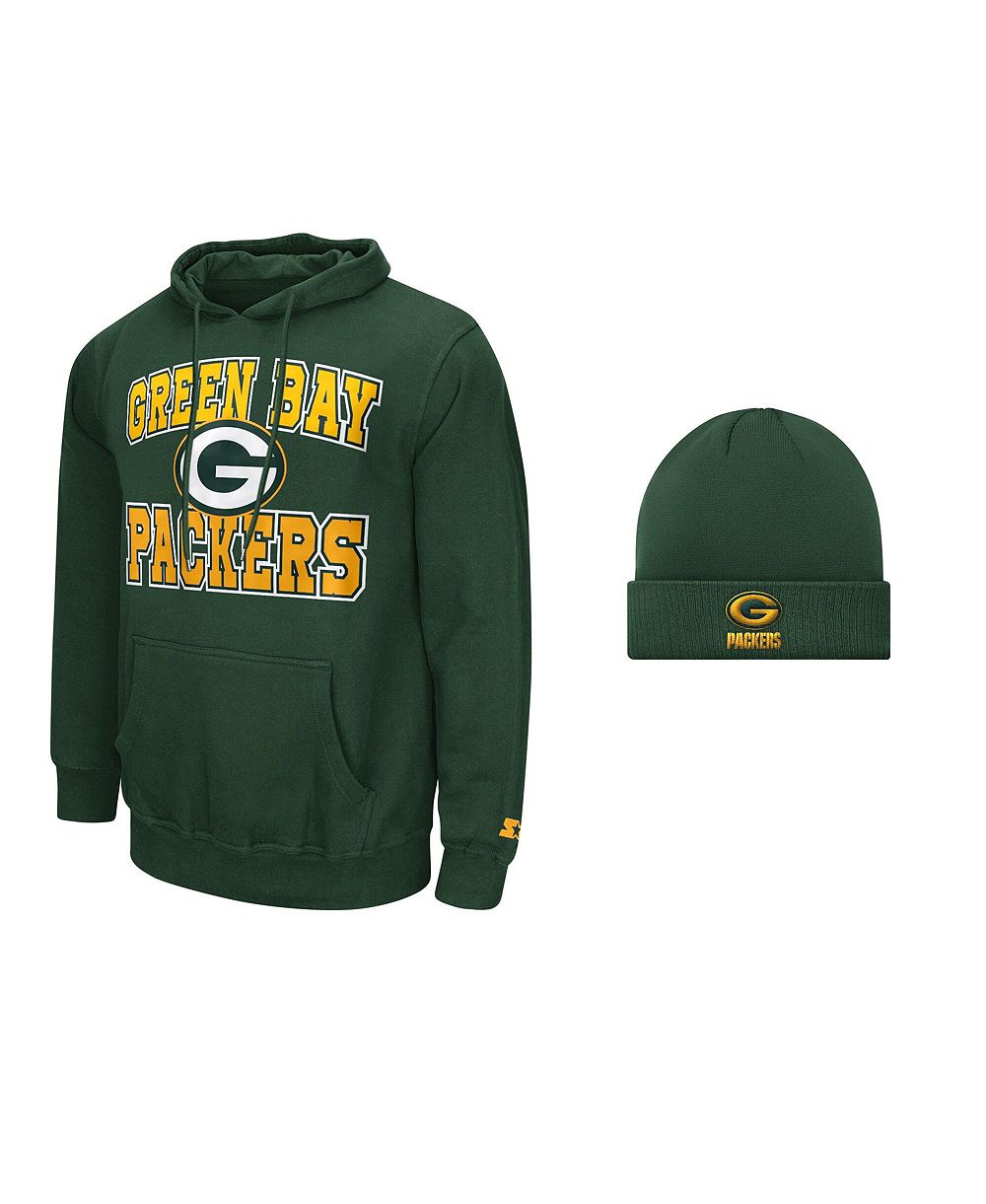 Starter Men's Green Green Bay Packers Hoodie and Cuffed Knit Hat Combo Pack