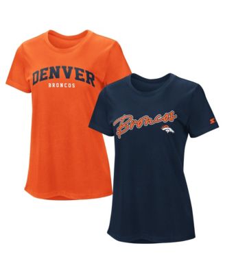 Starter Women's Denver Broncos Screen Print Graphics Crewneck, 2-Pack T-Shirts