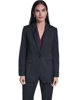 Calvin Klein Women's Single Button Notch Collar Stripe Blazer