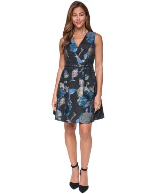 Vince Camuto женское платье с цветочным жаккардом и v-образным вырезом petite