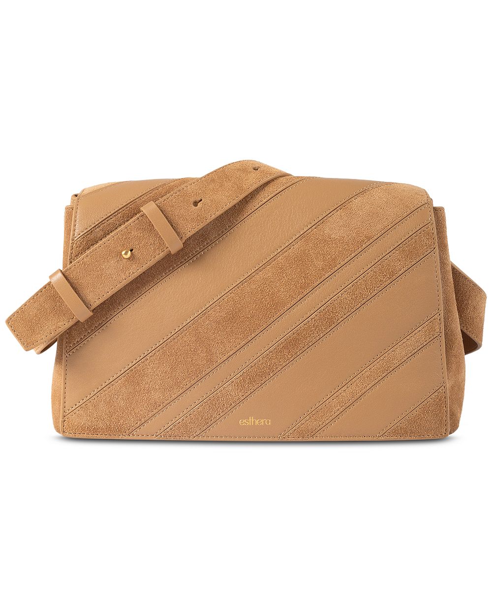 Esthera 11AM маленькая сумка через плечо из кожи и замши с диагональными панелями