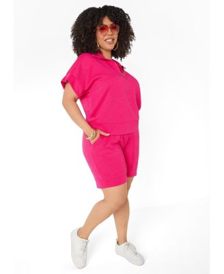 Женские шорты Ashley Stewart High-Rise Ribbed Athletic-Knit Pull-On