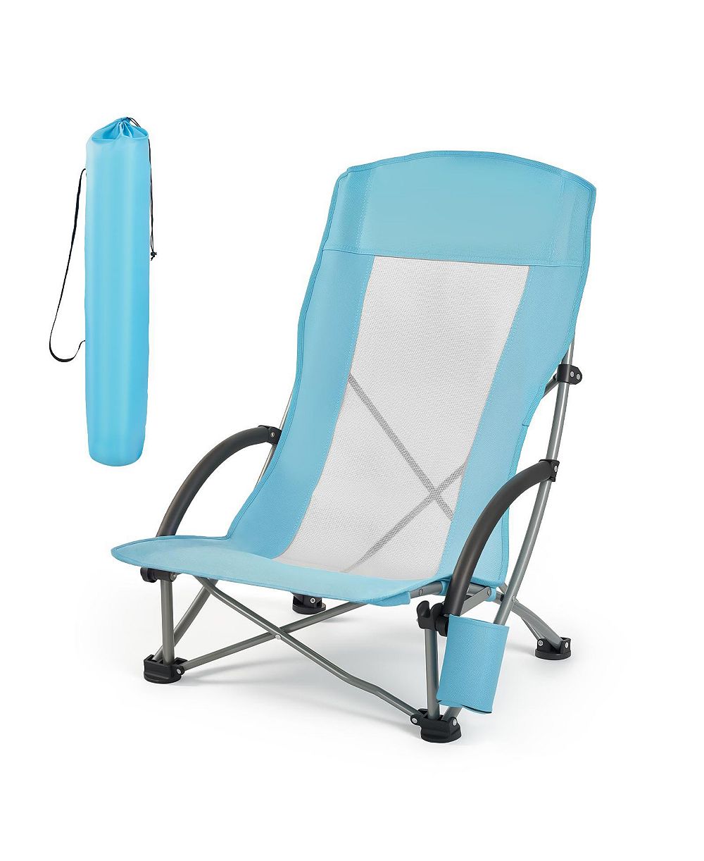 HONGGE Extra Wide High Back Folding Beach Chair Rated to 330 lbs