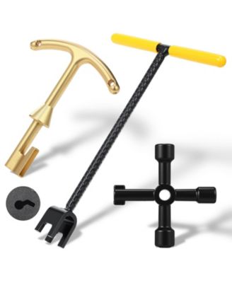 XDOVET Water Meter Key Steel Wrench T-Handle 4-Way Valve Tool