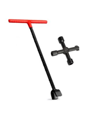 XDOVET Water Meter Key 16 Inch Steel T-handle 4-way Cross