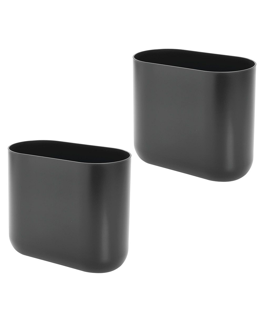 iDesign Small Plastic 1.9 Gallon 7 L Oval Bathroom Trash Can, 2-Pack
