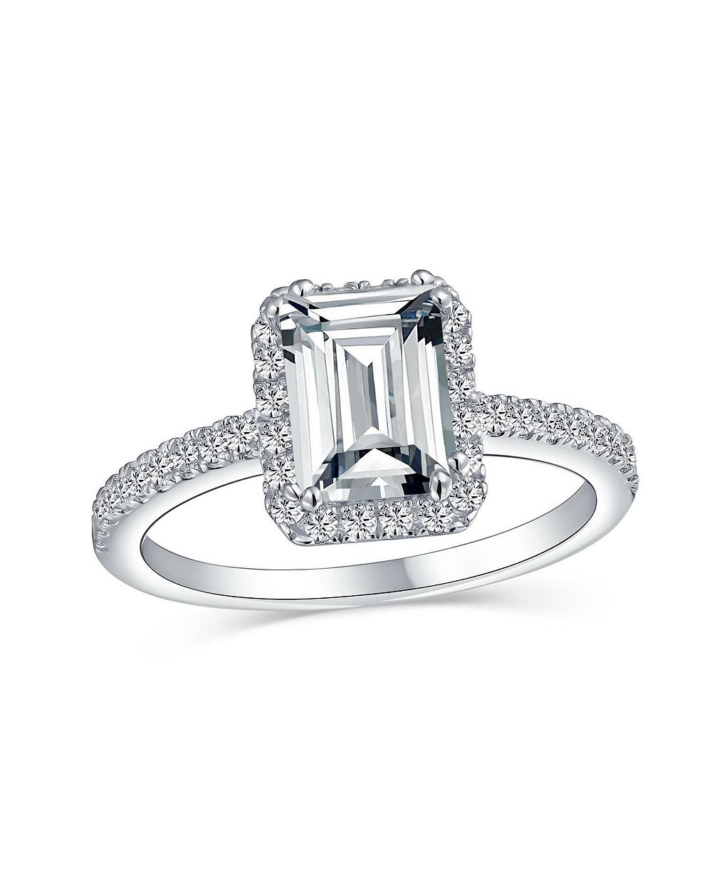 Bling Jewelry Кольцо Promise Art Deco Style Halo CZ Emerald Cut