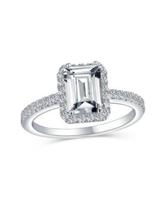 Bling Jewelry Art Deco Style Halo CZ Emerald Cut Promise Ring