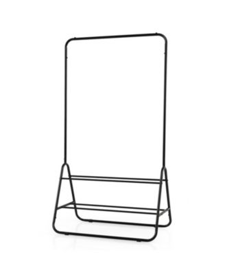SUGIFT Heavy-Duty Clothes Rack with Hanging Rod and 2 Storage Shelves