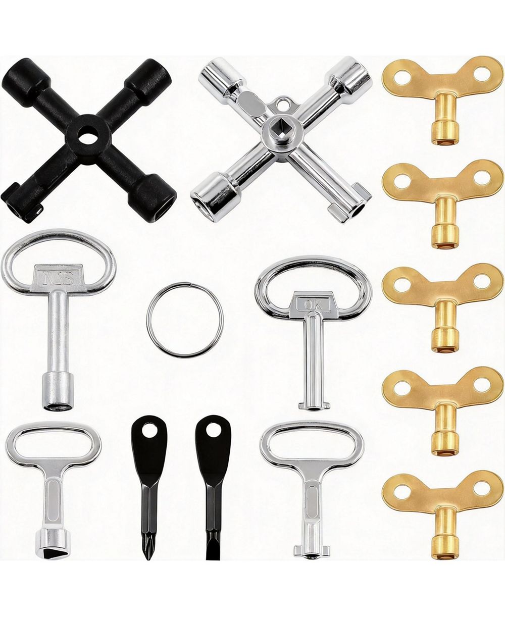 XDOVET Plumber Key Tool Set Cross Triangle Spanner Faucet Socket Radiator Meter Box