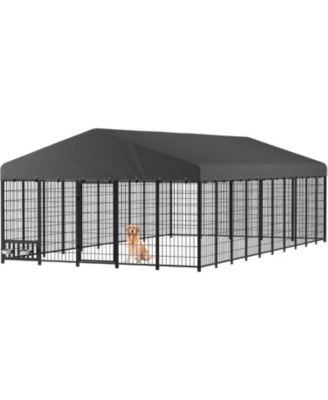 AECOJOY 10x20 Ft Outdoor Dog Kennel Extra Large Run with Roof Rust Resistant Steel Tube