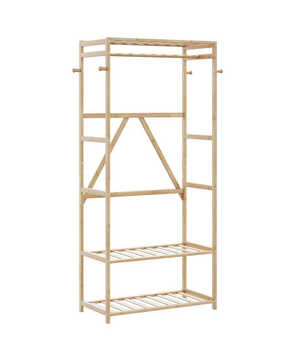 vidaXL вешалка для одежды с полками из бамбука 31.5"x15.7"x68.9"