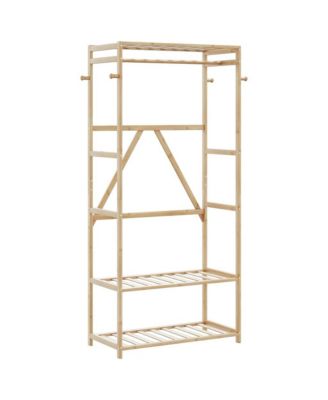 vidaXL вешалка для одежды с полками из бамбука 31.5"x15.7"x68.9"