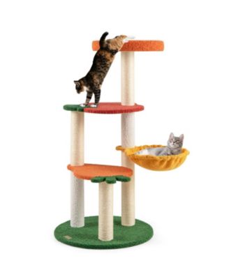 SUGIFT Multi-Level Cat Tree Pet Activity Center with Fruit-Shaped Platforms and Sisal Scratching Posts