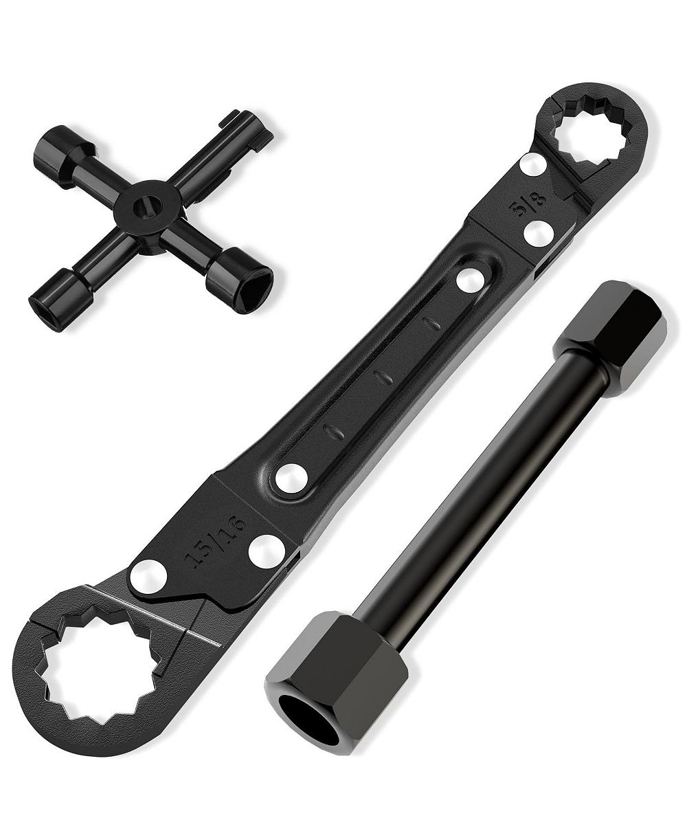 XDOVET Plumbing Angle Stop Wrench Kit 3-Piece Sleeve Puller Sillcock Key Ferrule Tool