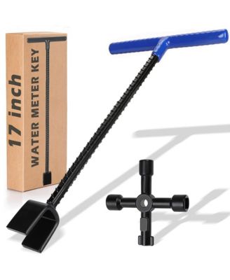 XDOVET Water Meter Key 4-Way Shut Off Wrench T-Handle Valve Tool