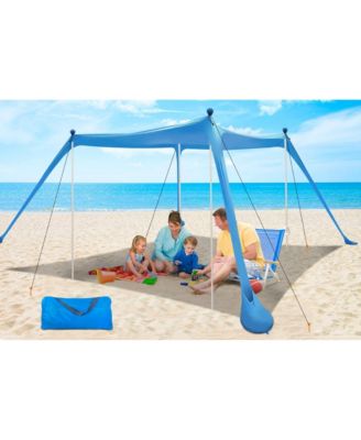 Палатка для пляжа AOFAR UPF50+ Sun Shelter ветроустойчивая с 4 стойками для кемпинга на открытом воздухе 11x11 Feet