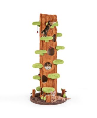 SUGIFT 90.5 in Tall Multifunctional Cat Tree With Private Condos and Top Perch for Indoor Cats