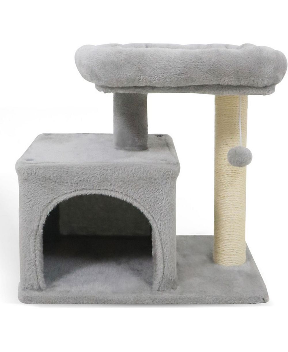 SUGIFT Small Cat Tree with Large Padded Plush Perch Condo and Scratching Posts for Indoor Cats