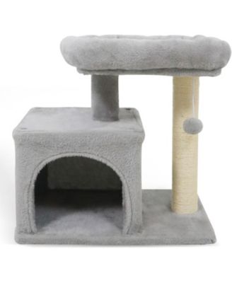 SUGIFT Small Cat Tree with Large Padded Plush Perch Condo and Scratching Posts for Indoor Cats