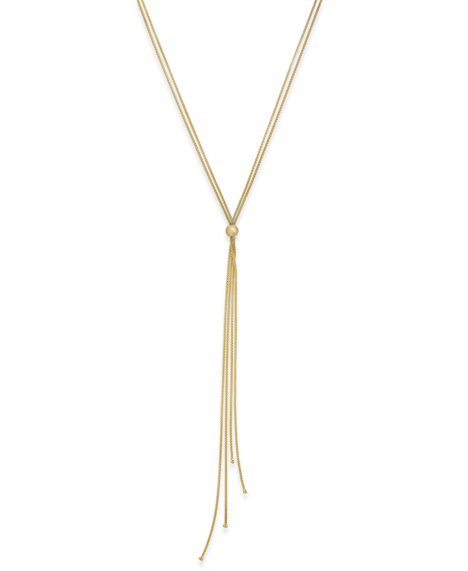 Длинное ожерелье-лариат Italian Gold Tassel в позолоченном стерлинговом серебре 14k Gold-Plated