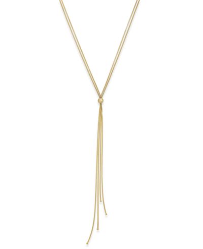 Длинное ожерелье-лариат Italian Gold Tassel в позолоченном стерлинговом серебре 14k Gold-Plated