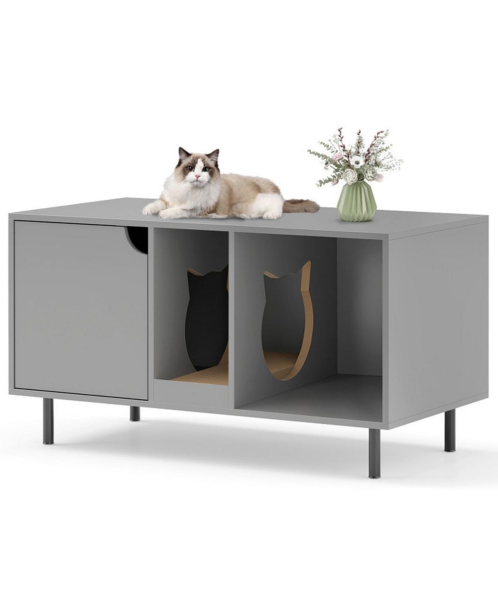 SUGIFT 40 in Cat Litter Box Enclosure for 2 Cats Hidden Cat Washroom