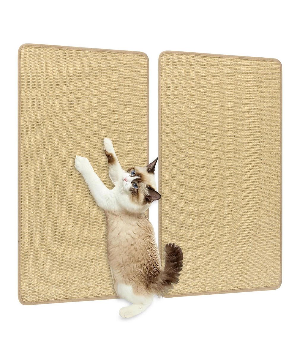 SUGIFT 2 Piece Cat Scratcher Mat Set Natural Sisal Pads