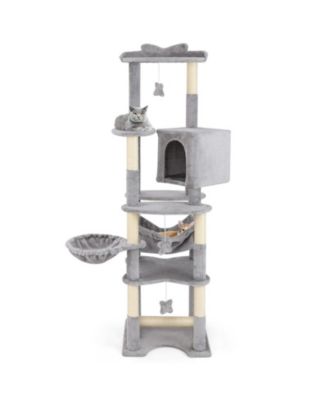 SUGIFT 69 in Multi-Level Cat Tree with Top Perch Cozy Condo and Hammock