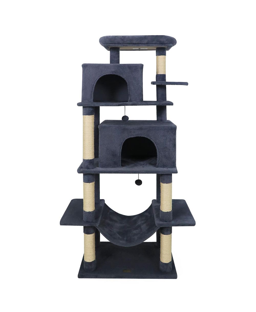SUGIFT 70in Tall Cat Tree Tower With Perch Condos and Hammock for Indoor Cats