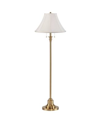 360 Lighting Dyna Traditional 58" Tall Standing Floor Lamp Skinny Pole Pull Chain Antique Brass Finish Shantung Shade
