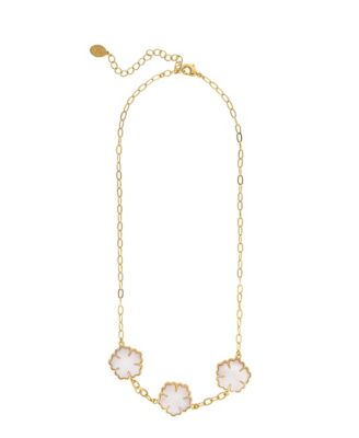 Ожерелье Rivka Friedman 18K Gold Plated Mother of Pearl Flower Station
