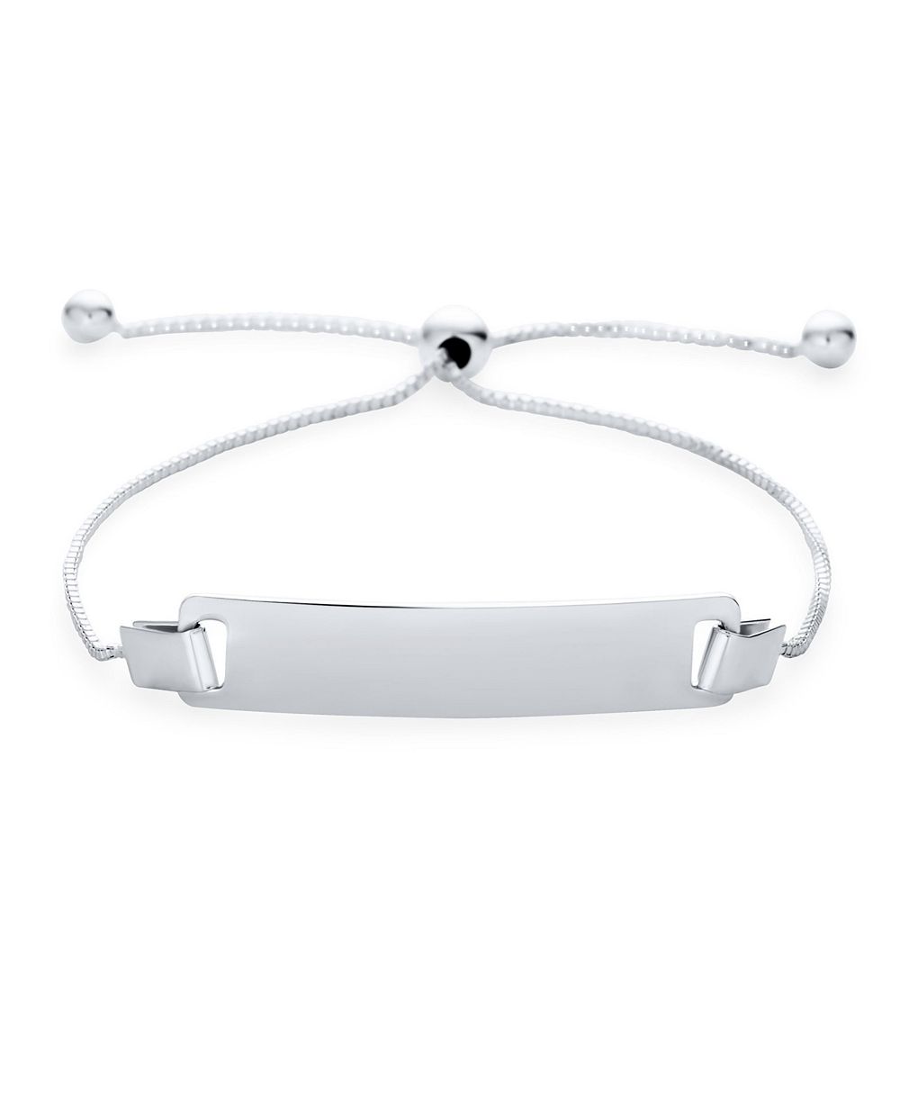 Браслет-боло Bling Jewelry с табличкой для имени, позолоченный, из серебра 925 пробы, регулируемый 6-7,5 дюйма
