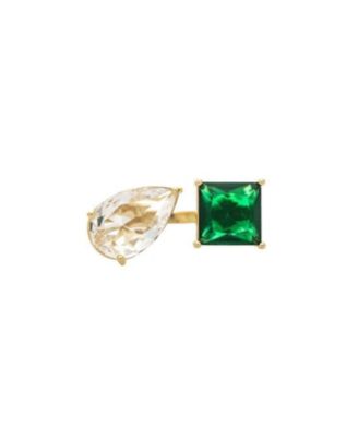 Rivka Friedman 18K Gold Plated кольцо Moi et Toi с изумрудом