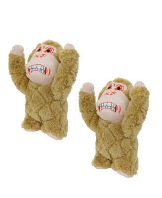 Mighty Jr Angry Animals Monkey 2 Pack, Durable Plush Squeaky Dog Toy