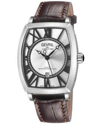Gevril Men's Swiss Made Oculus Swiss Automatic Italian Leather Strap Watch