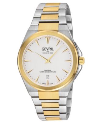 Gevril Men's Swiss Made Montauk Swiss Quartz Two tone Stainless Steel Bracelet Watch